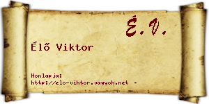 Élő Viktor névjegykártya